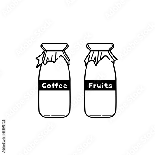 コーヒー牛乳とフルーツ牛乳のイラスト（線画）