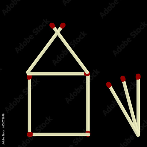 Vector house made of matches isolated
