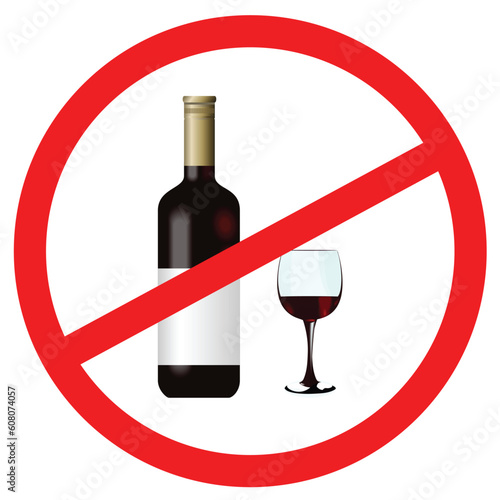 Vector illustration of sign stop alcohol
