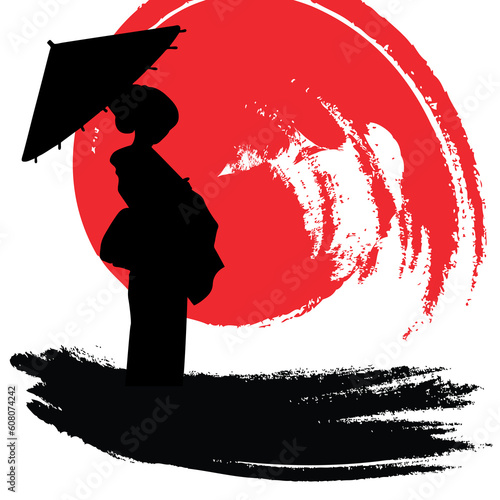 vector illustration of a geisha