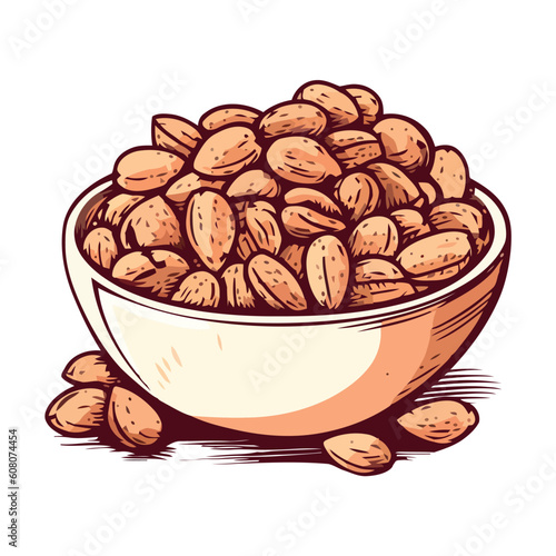 Healthy hand sketching organic nut bowl