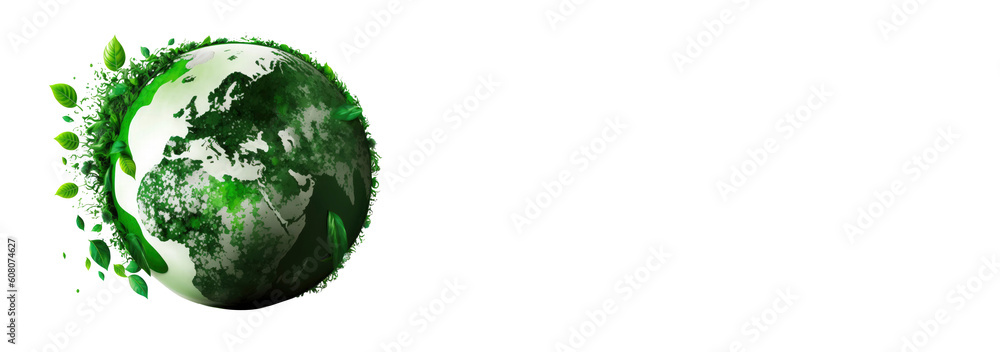 World Earth day concept. Illustration of the green planet earth on a white background. earth day poster, banner, card,  APRIL 22, Saving the planet, environment,  Planet Earth,  Generate Ai