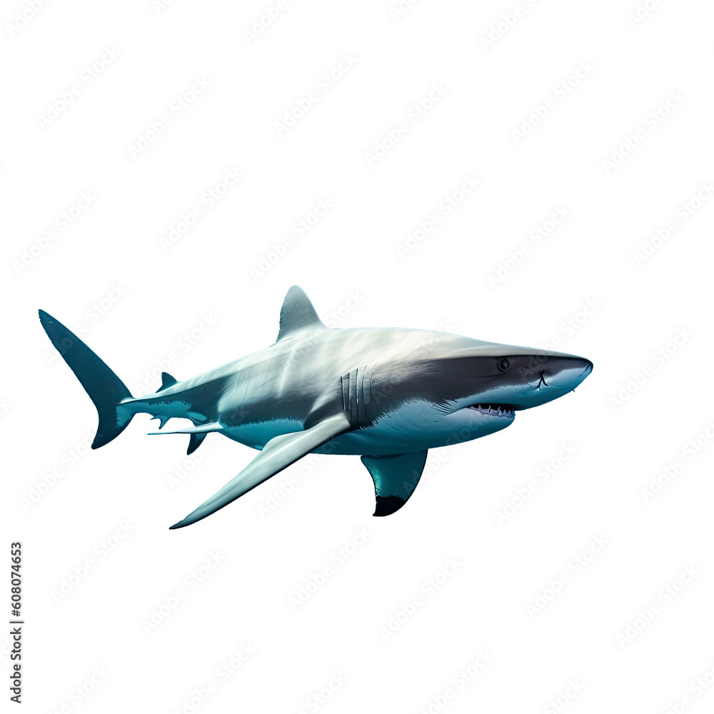 Fototapeta premium Photo dangerous shark underwater, generat ai