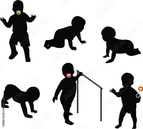 babies silhouettes - vector