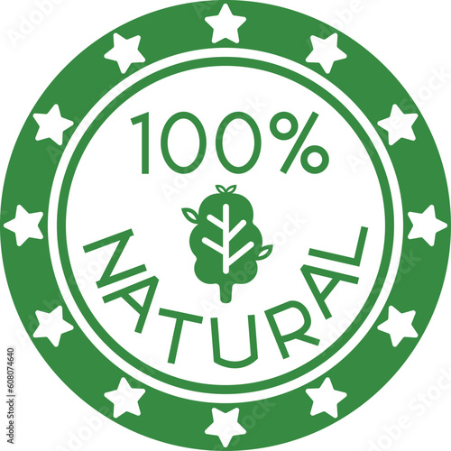 One Hundred Percent Natural Badge Stamp Style Ingredient Element