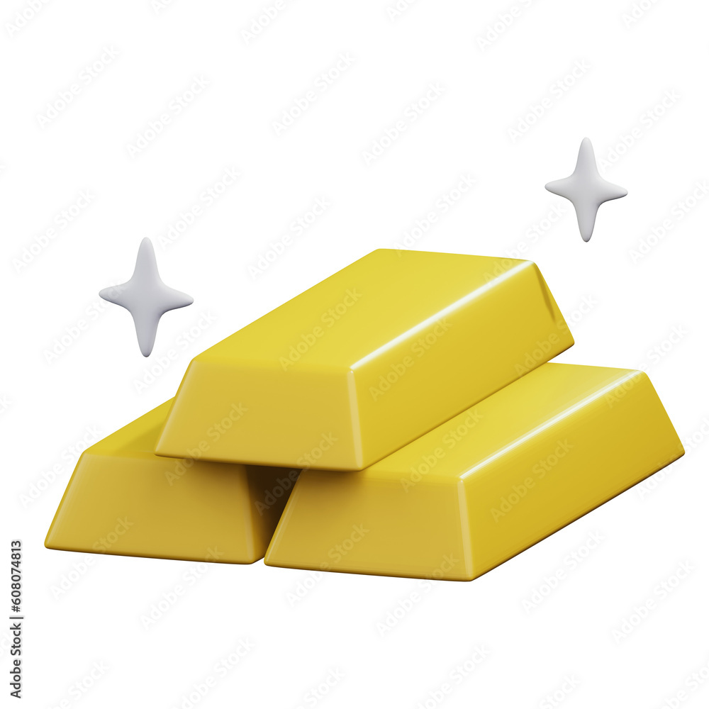golden bar stack with shining star around 3d render icon illustration design golden bar stack with shining star around 3d render icon illustration design