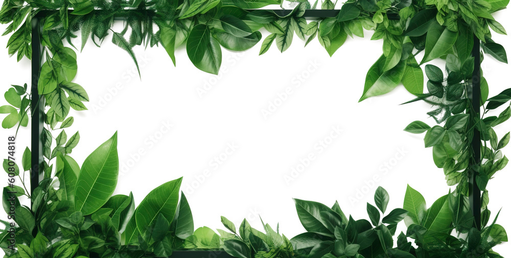 green plant and leaves frame isolated on white background, for wedding invitations and greeting cards, generate ai green plant and leaves frame isolated on white background, for wedding invitations and greeting cards, generate ai