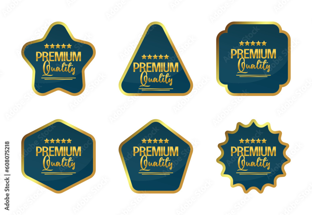 Obraz premium Premium quality sticker label set icon, with golden color and attractive gradient. vector for banner, flyer, poster, social media sale.