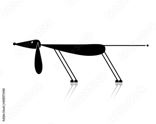 Funny black dog silhouette for your design photo