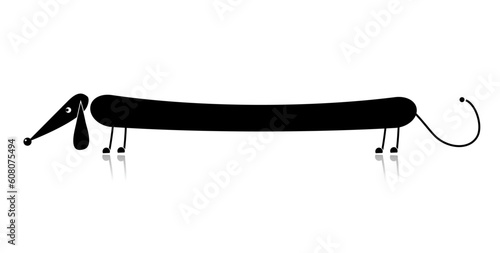 Funny black dog silhouette for your design