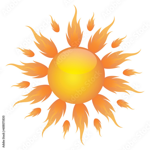 illustration of burning sun on isolated background