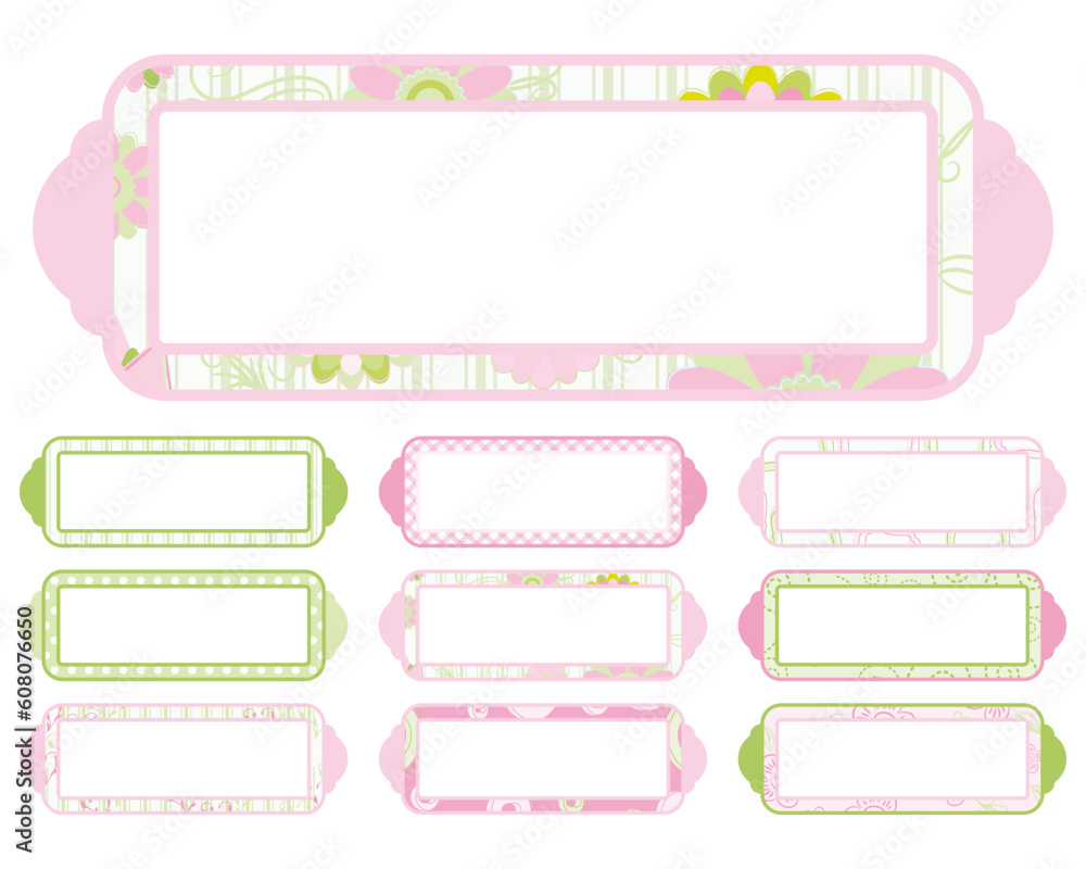 Set of elements for design. Pink and green Plaque.