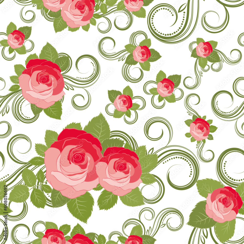 Floral Rose pattern, vector illustration - Illustration for your design