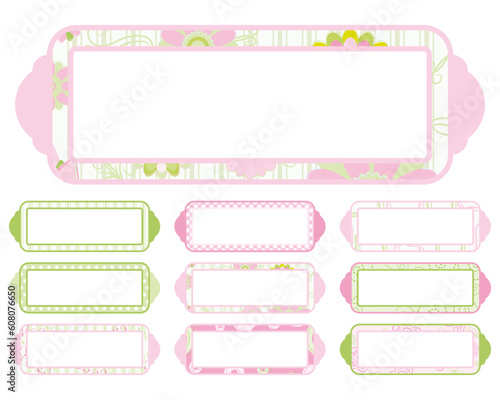Set of elements for design. Pink and green Plaque.