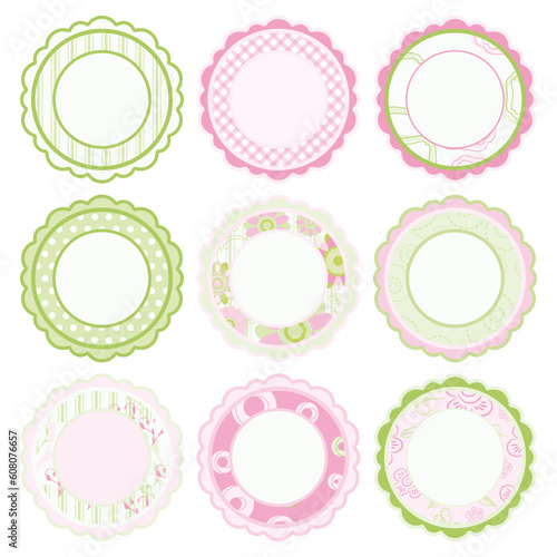 Set of elements for design. Pink and green Frames.