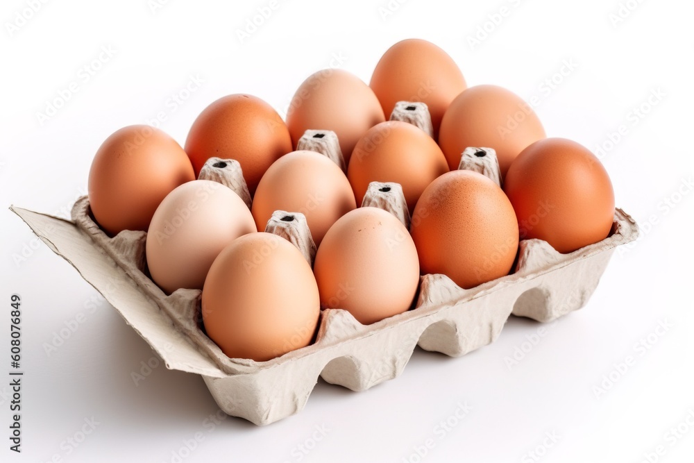 Portrait chicken eggs with crate isolated on white AI Generative Portrait chicken eggs with crate isolated on white AI Generative