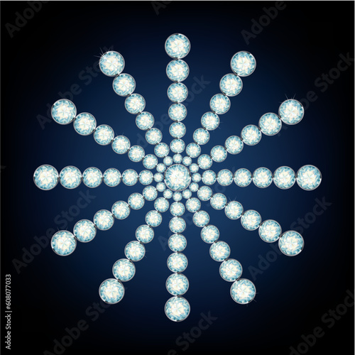 Snowflake made from diamonds. the vector illustration