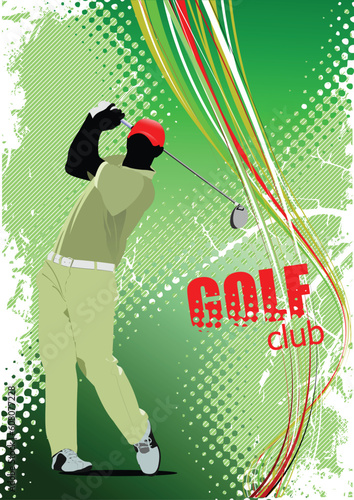 Poster with Golf players. Vector illustration