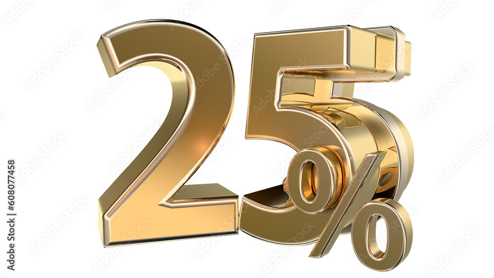 Obraz premium Gold 3d number 25%