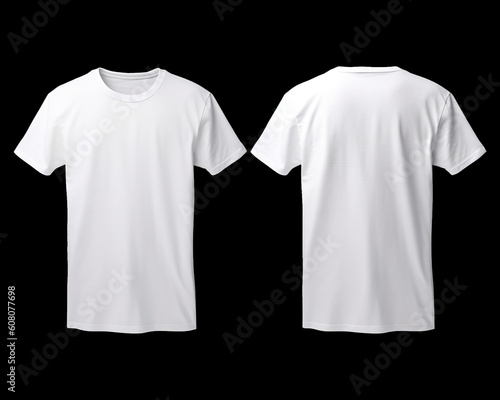 White short sleeve t shirt front and back view. Ready for your mock up design template. Generative AI