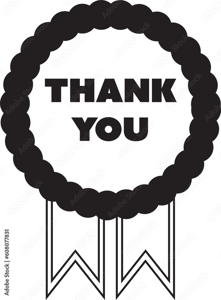 Digital png illustration of thank you text in black speech bubble on