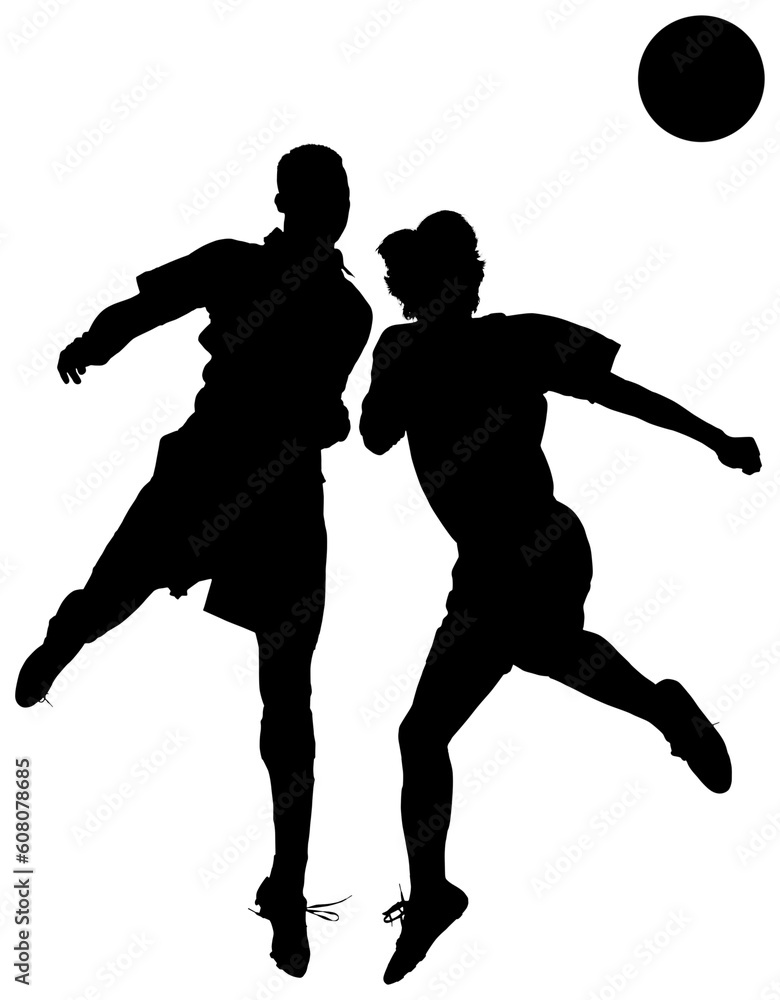 Digital png silhouette image of male football players on transparent background