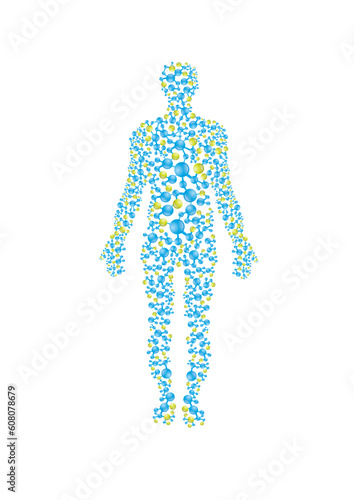 Human body in scientific presentation, editable vector format