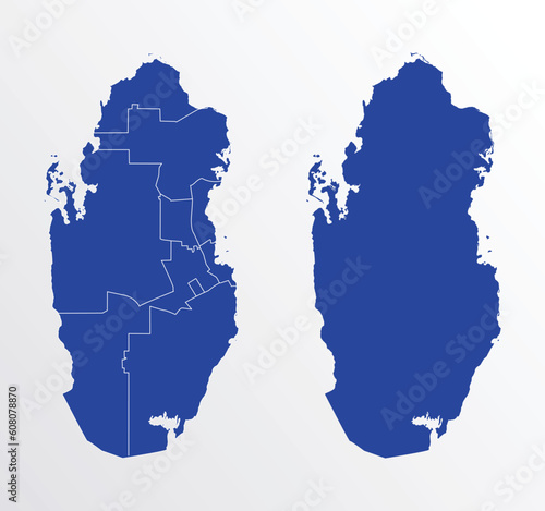 Qatar map vector illustration. blue color on white background