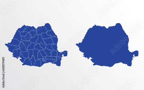 Romania map vector illustration. blue color on white background photo