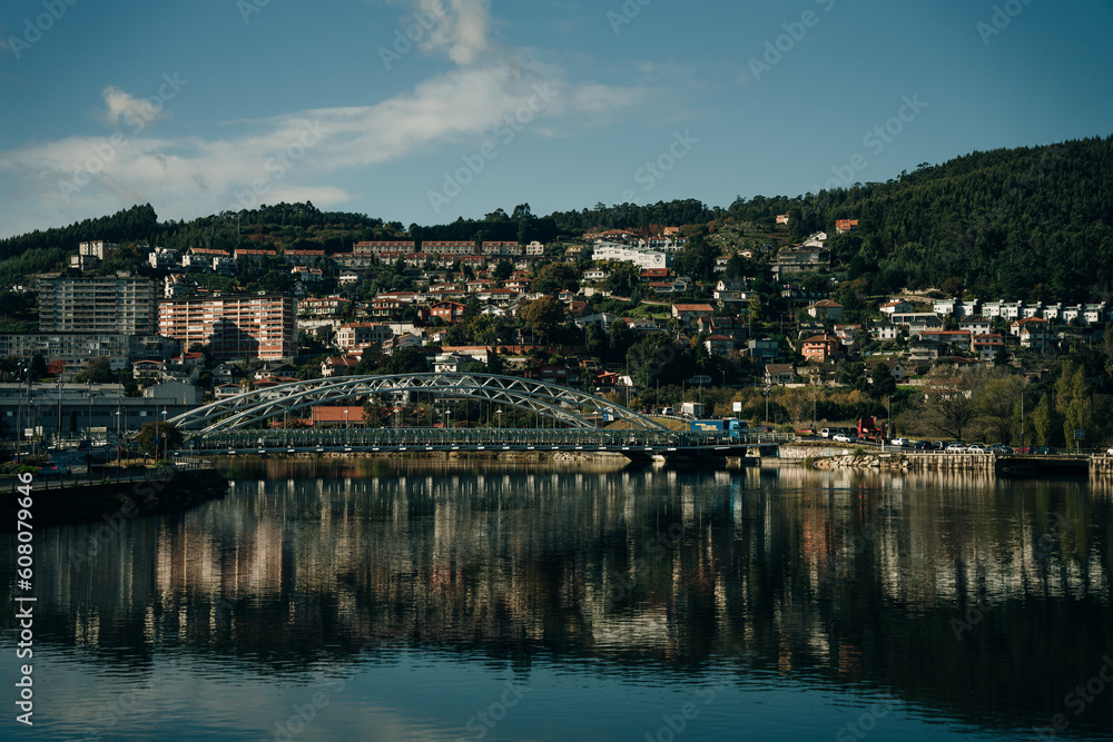 Pontevedra, Galicia. Spain. February 2023 Pontevedra city view, Lerez River and Currents Bridge