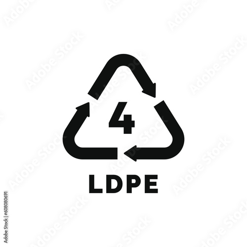 LDPE 4 plastic recycle symbol icon vector