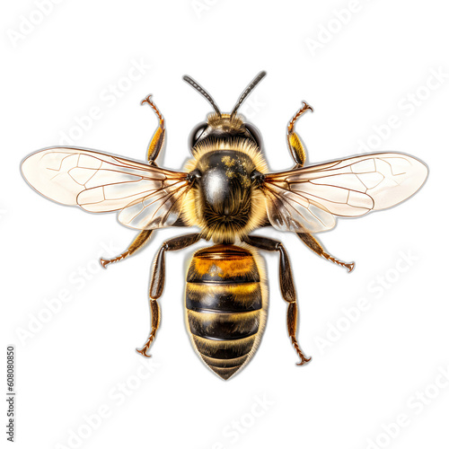 fluffy bumblebee on a white background with a top view, generative ai © madman2332
