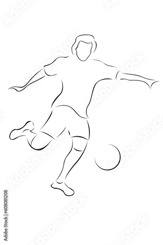 illustration of sketch of soccer player on white background