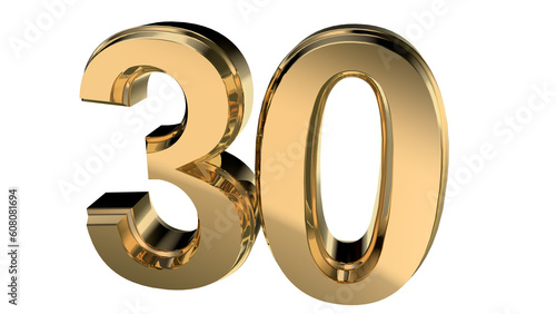 Elegant gold number 30