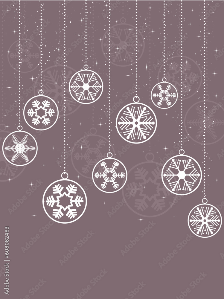 Decorative Christmas background with hanging snowflakes