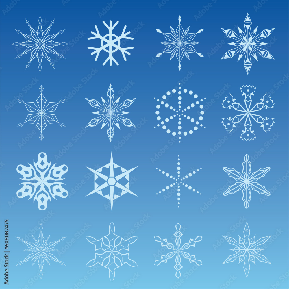 vector illustration of snowflake icon set for your design