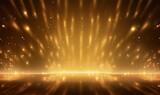 Abstract background gold light glitter show stage. Podium background. Generative AI