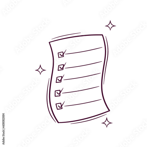 Hand Drawn Checked Document. Doodle Vector Sketch Illustration