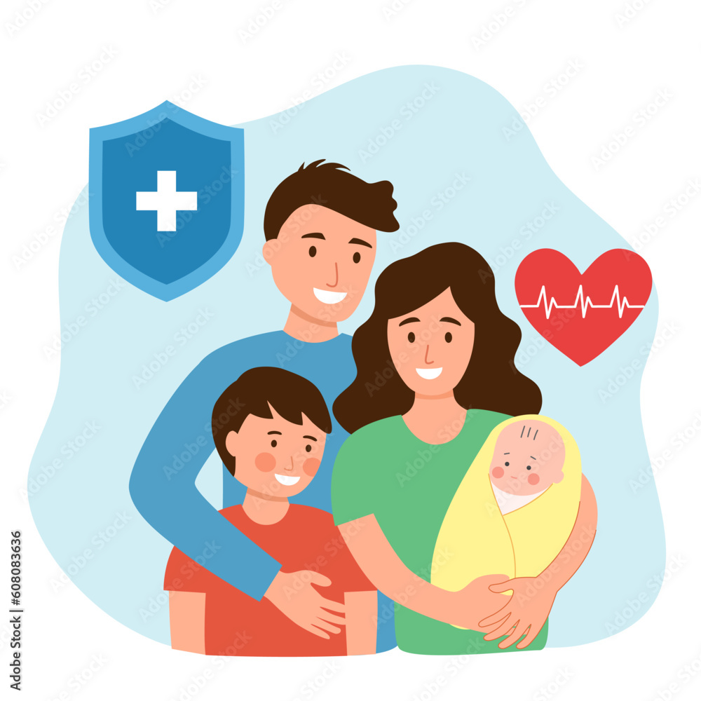 Family health insurance about care, safety, security and protection. Family health insurance about care, safety, security and protection.