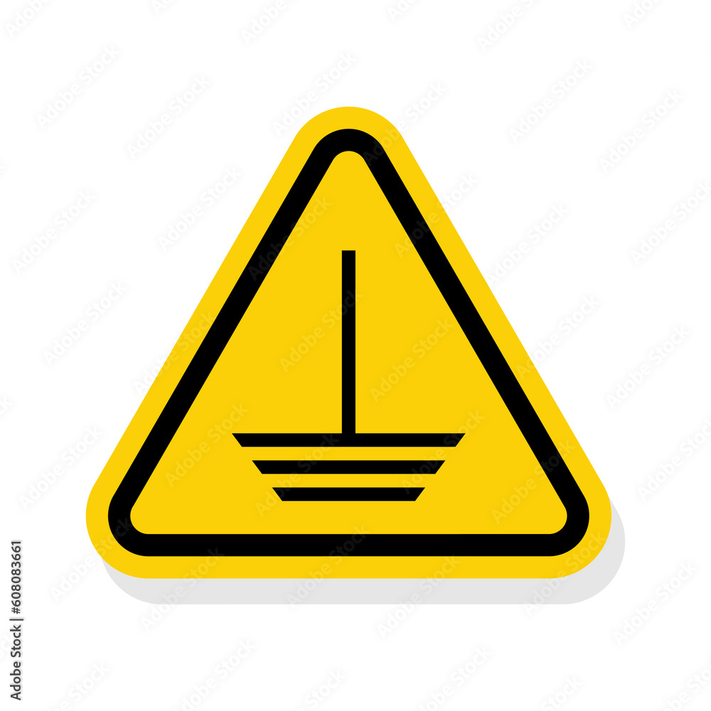 ISO Triangle Warning Sign Electric Ground Hazard Symbol Stock Vector