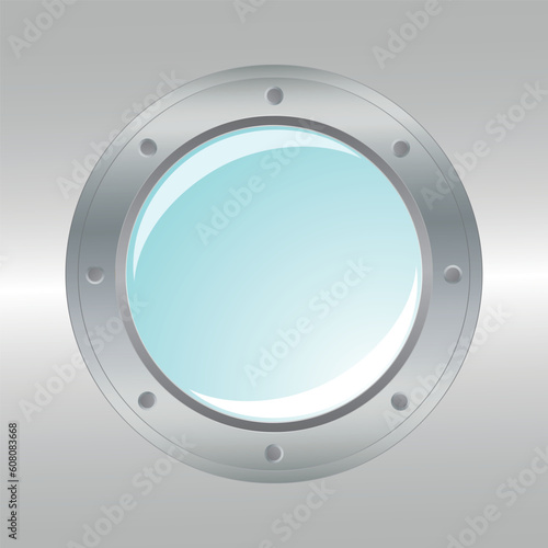 Vector realistic metallic porthole. Element for design.