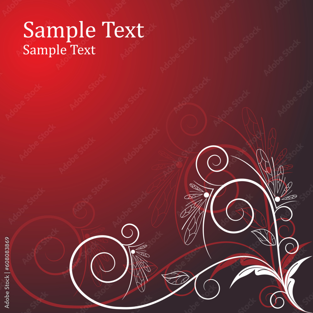 Vector picture of red and white floral bizarre background Vector picture of red and white floral bizarre background