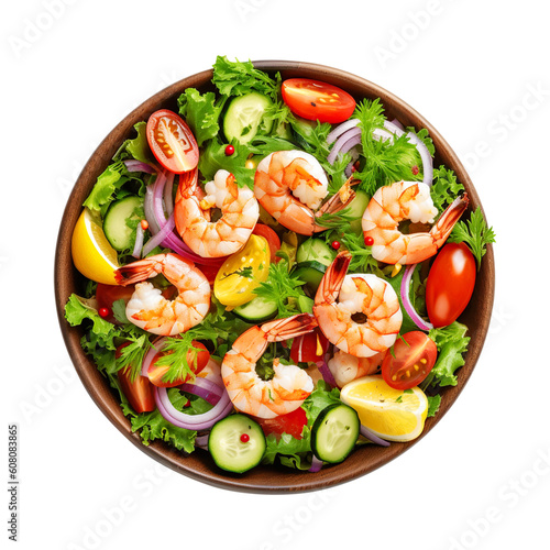 salad with shrimps and vegetables created with Generative AI