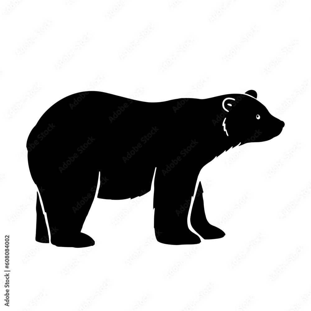 Fototapeta premium Bear glyph. Vector silhouette of forest animal isolated on white