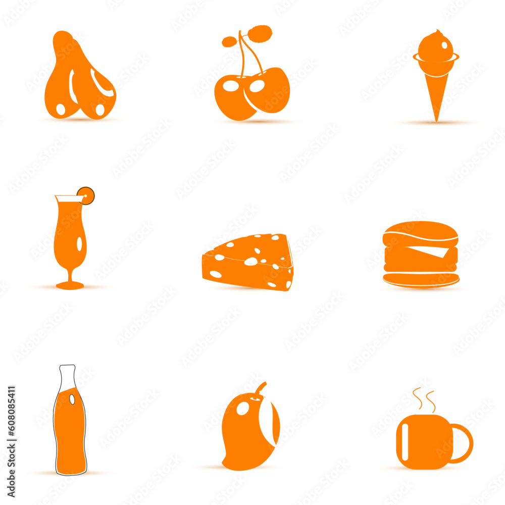 illustration of junk food icons on white background illustration of junk food icons on white background