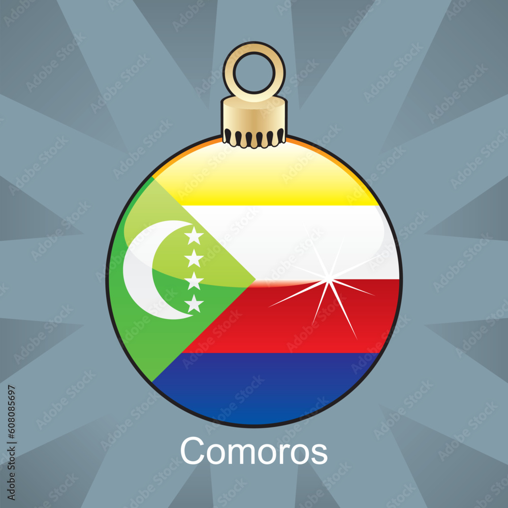 fully editable vector illustration of isolated comoros flag in christmas bulb shape fully editable vector illustration of isolated comoros flag in christmas bulb shape