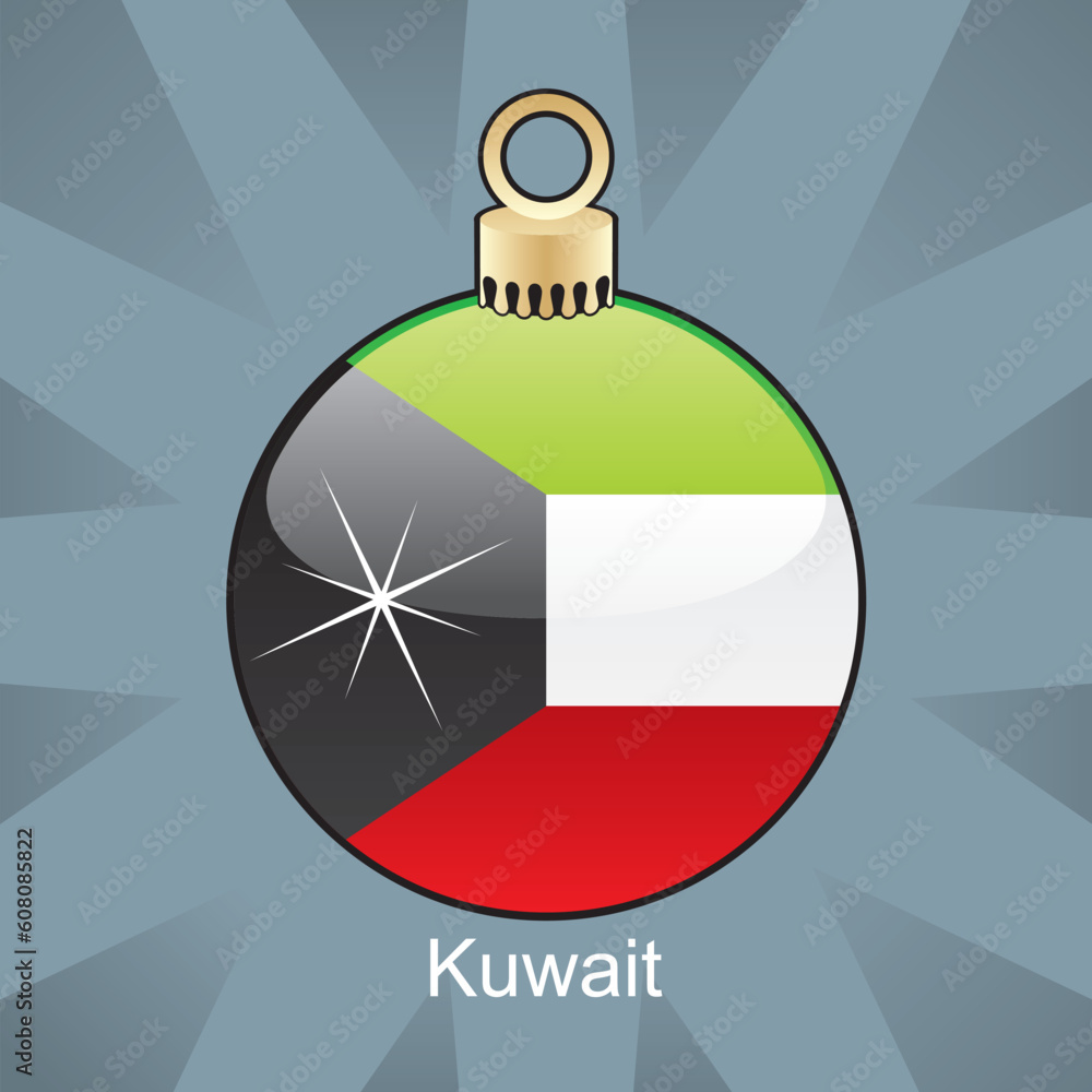 fully editable vector illustration of isolated kuwait flag in christmas bulb shape fully editable vector illustration of isolated kuwait flag in christmas bulb shape