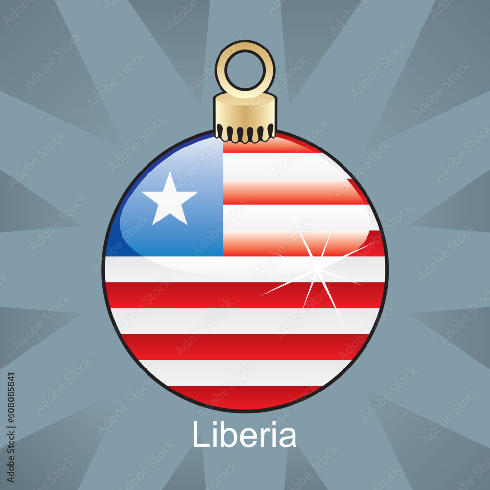 fully editable vector illustration of isolated liberia flag in christmas bulb shape fully editable vector illustration of isolated liberia flag in christmas bulb shape