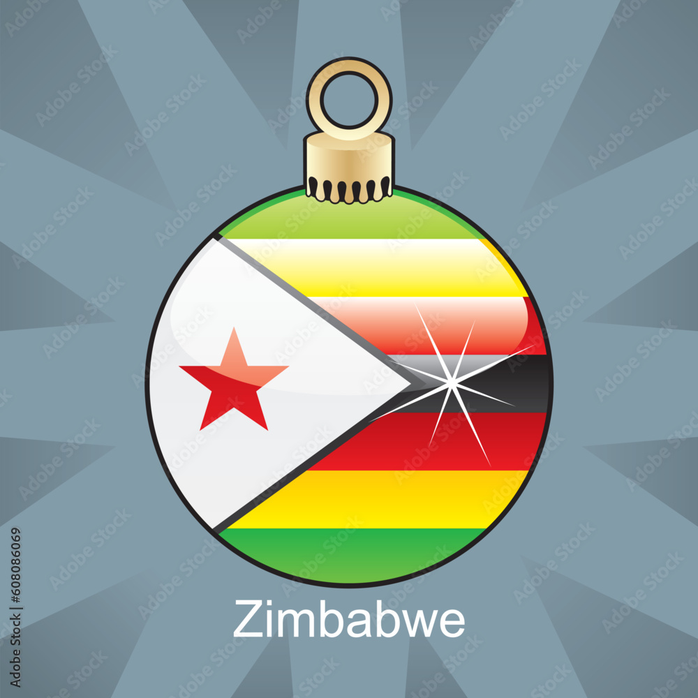 fully editable vector illustration of isolated Zimbabwe flag in christmas bulb shape fully editable vector illustration of isolated Zimbabwe flag in christmas bulb shape