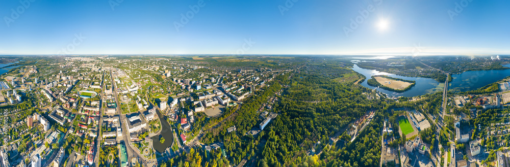 Lipetsk, Russia. city view in summer. Sunny day. Panorama 360. Aerial view